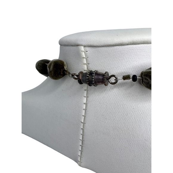 Handmade Black Velvet Opalite Beaded Necklace Boho Festival Y2K Art to Wear - Picture 4 of 6